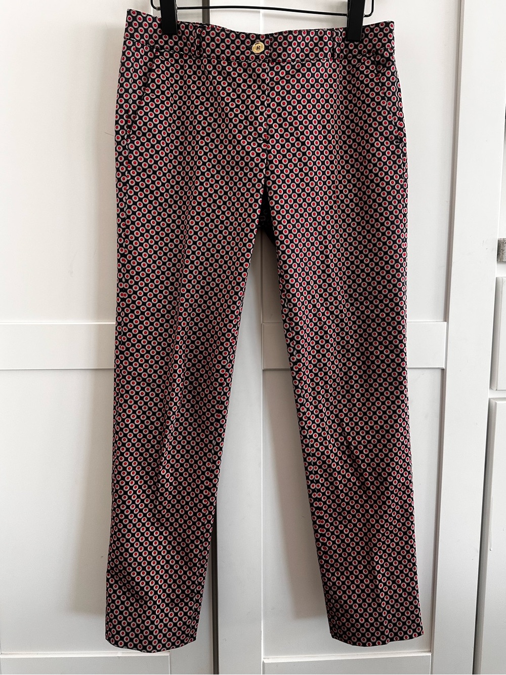 Michael Kors Navy Red Geometric Tailored Pants Size 4 27” Inseam